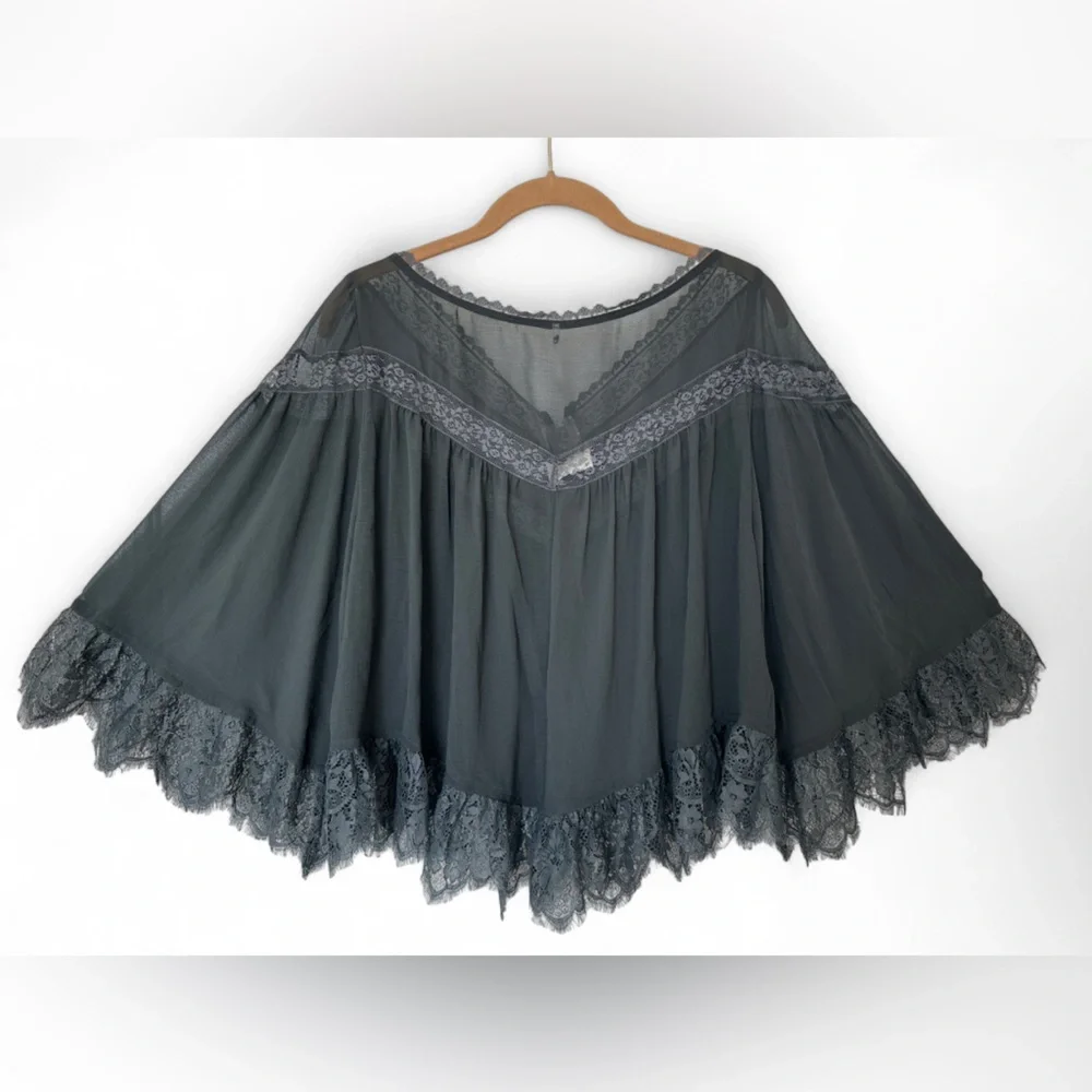 FREE PEOPLE Bali Midnight Rain Top Lacey Boho Women’s Top NWT - Size Large